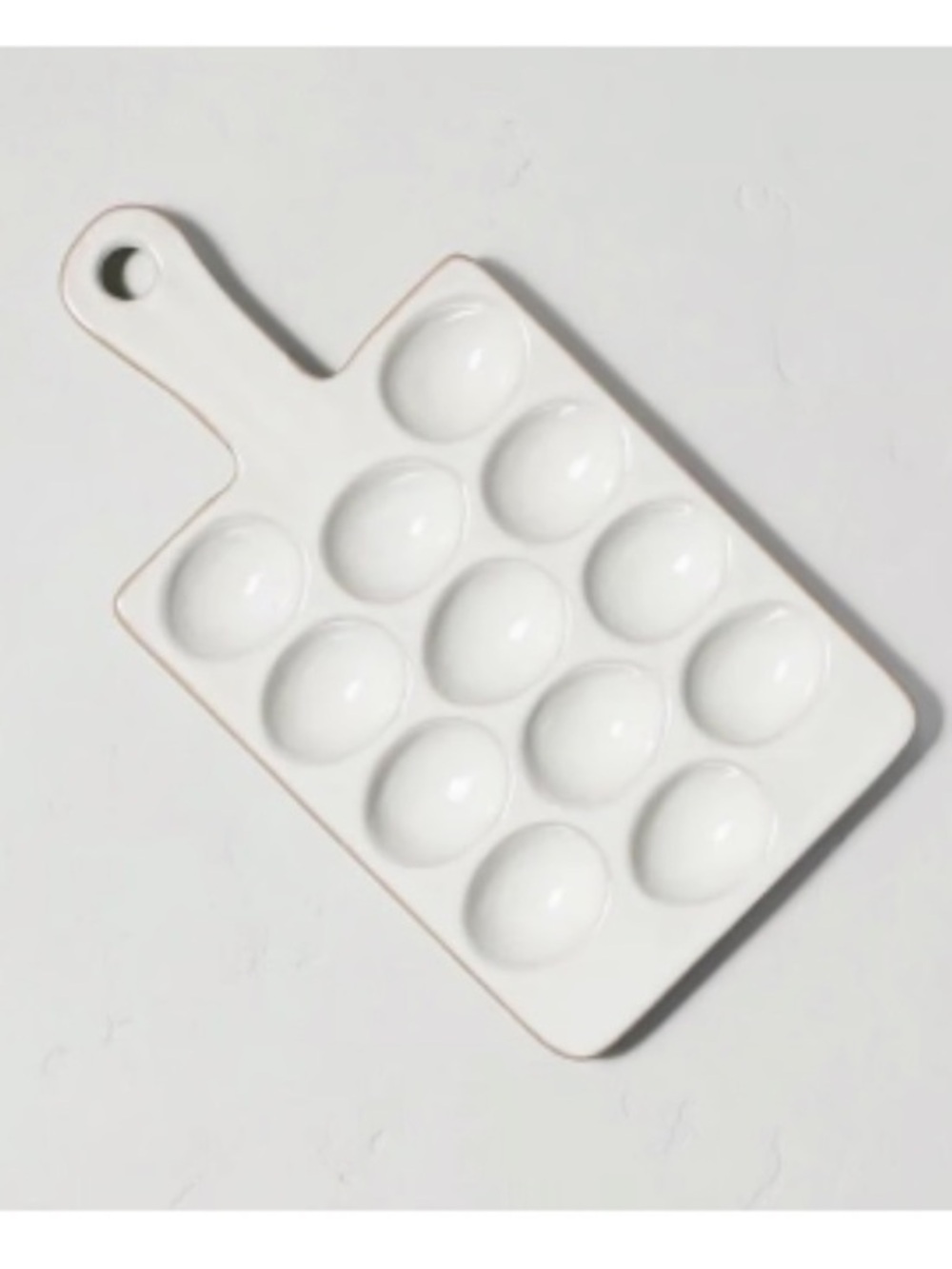 Hearth & Hand White Ceramic Egg Serving Platter with Handle